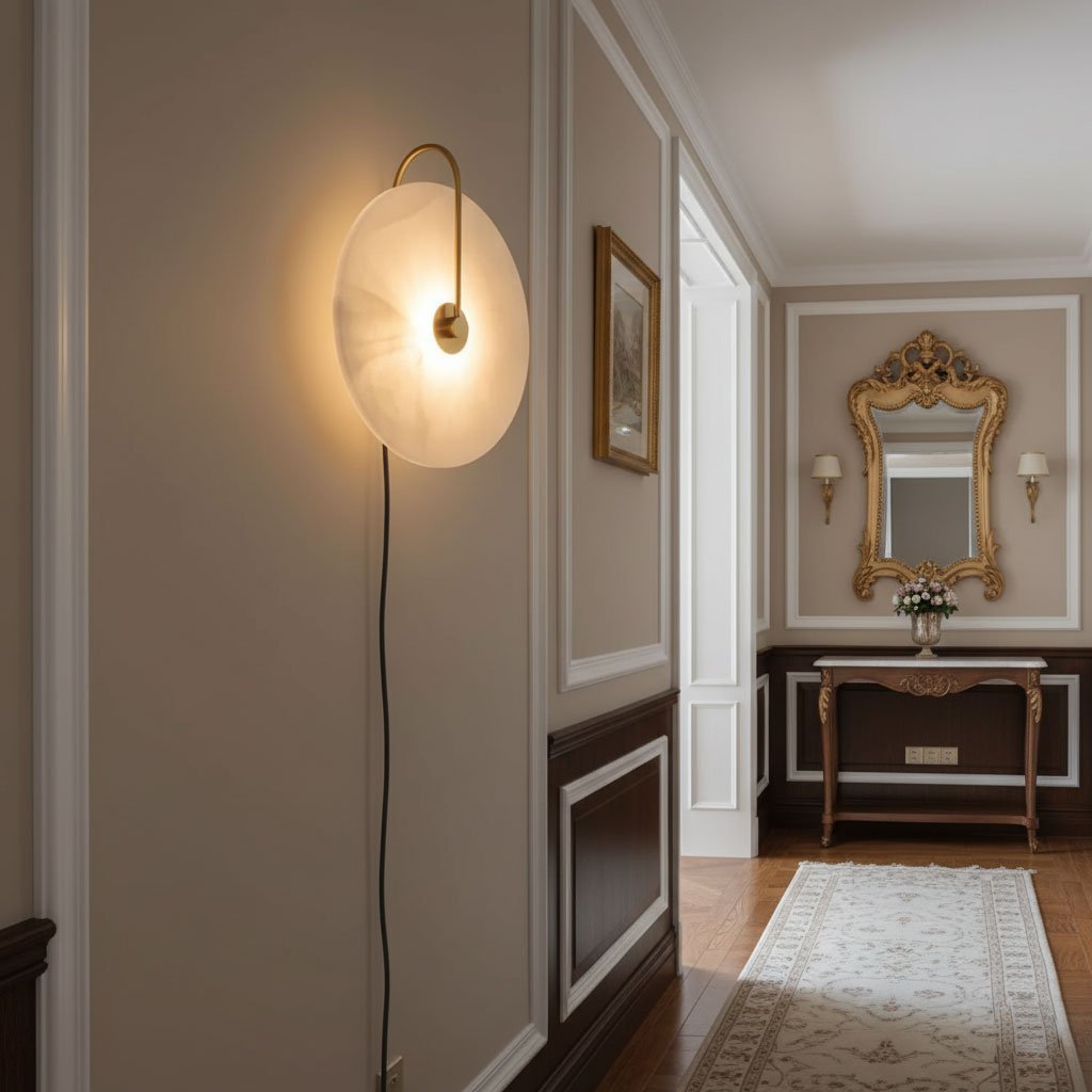 Dune Alabaster LED Plug-In Wall Light