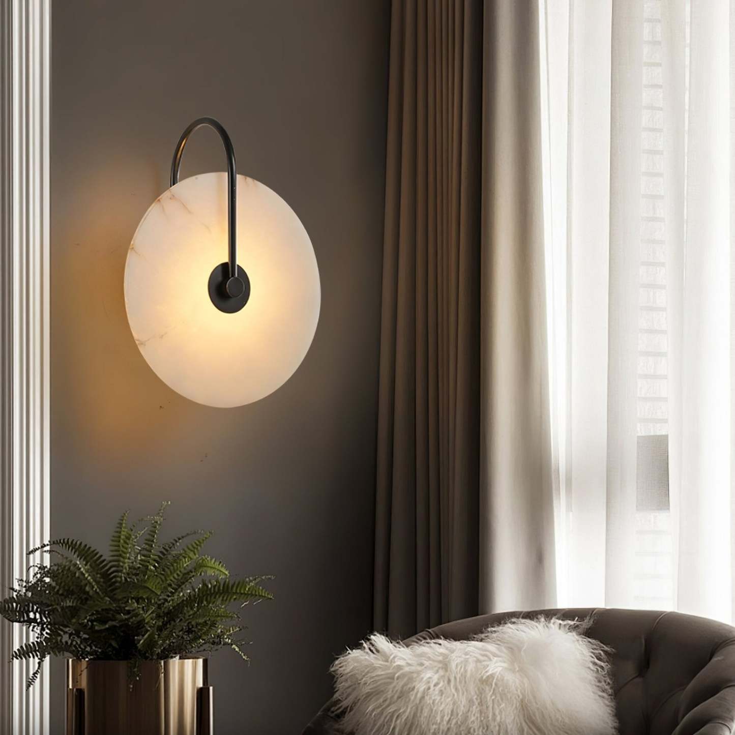 Dune Alabaster LED Plug-In Wall Light