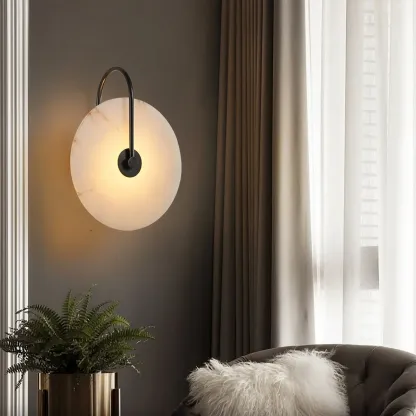 Jade Minimalismo Oro Negro Metal Alabastro Lámpara de Pared Dormitorio Salón