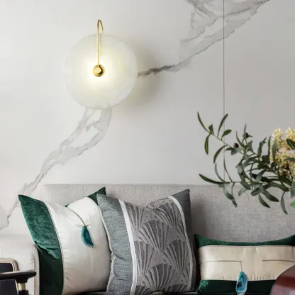 Jade Minimalismo Oro Negro Metal Alabastro Lámpara de Pared Dormitorio Salón