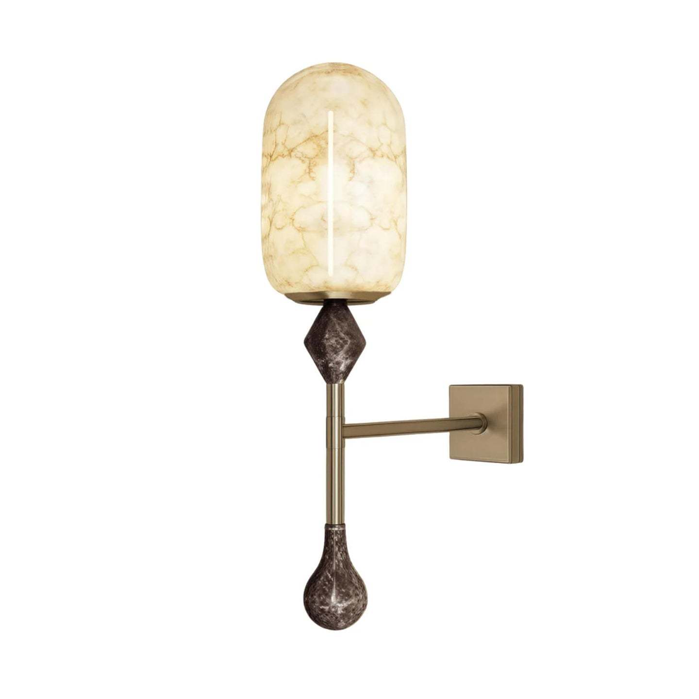 Alabaster Obelisk Double Alabaster Sconce Aplique