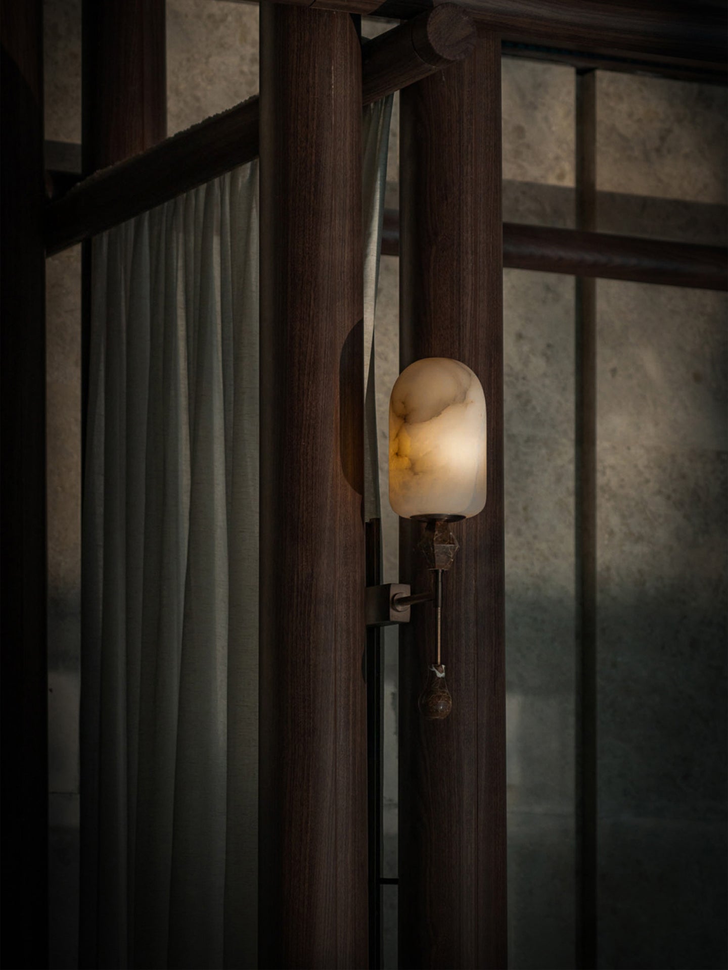 Alabaster Obelisk Double Alabaster Sconce Aplique