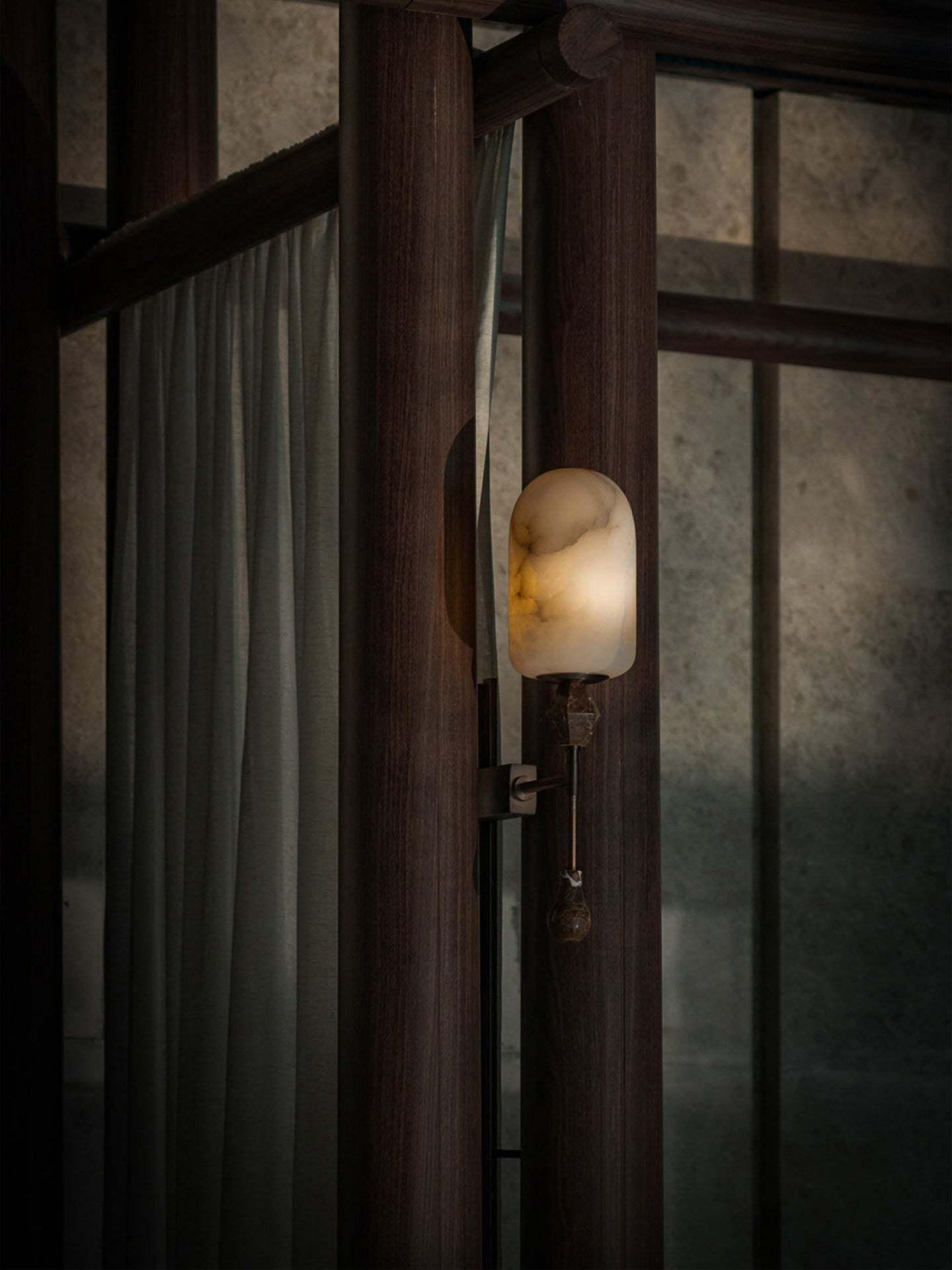 Alabaster Obelisk Double Alabaster Sconce Aplique