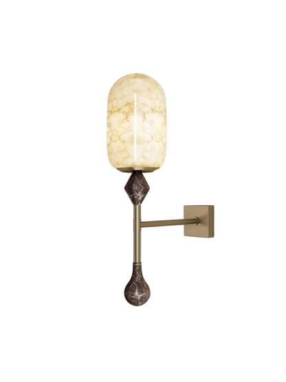 Alabaster Obelisk Double Alabaster Sconce Aplique