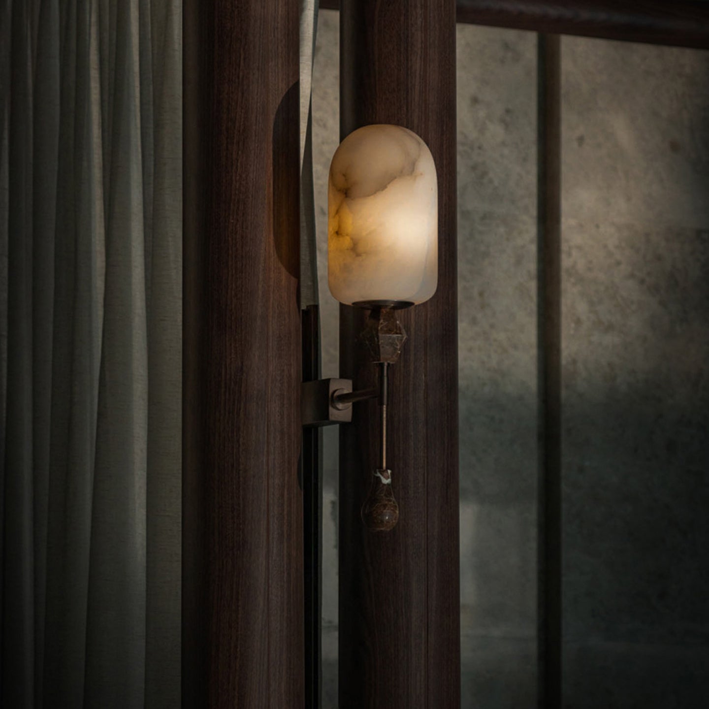 Alabaster Obelisk Double Alabaster Sconce Aplique