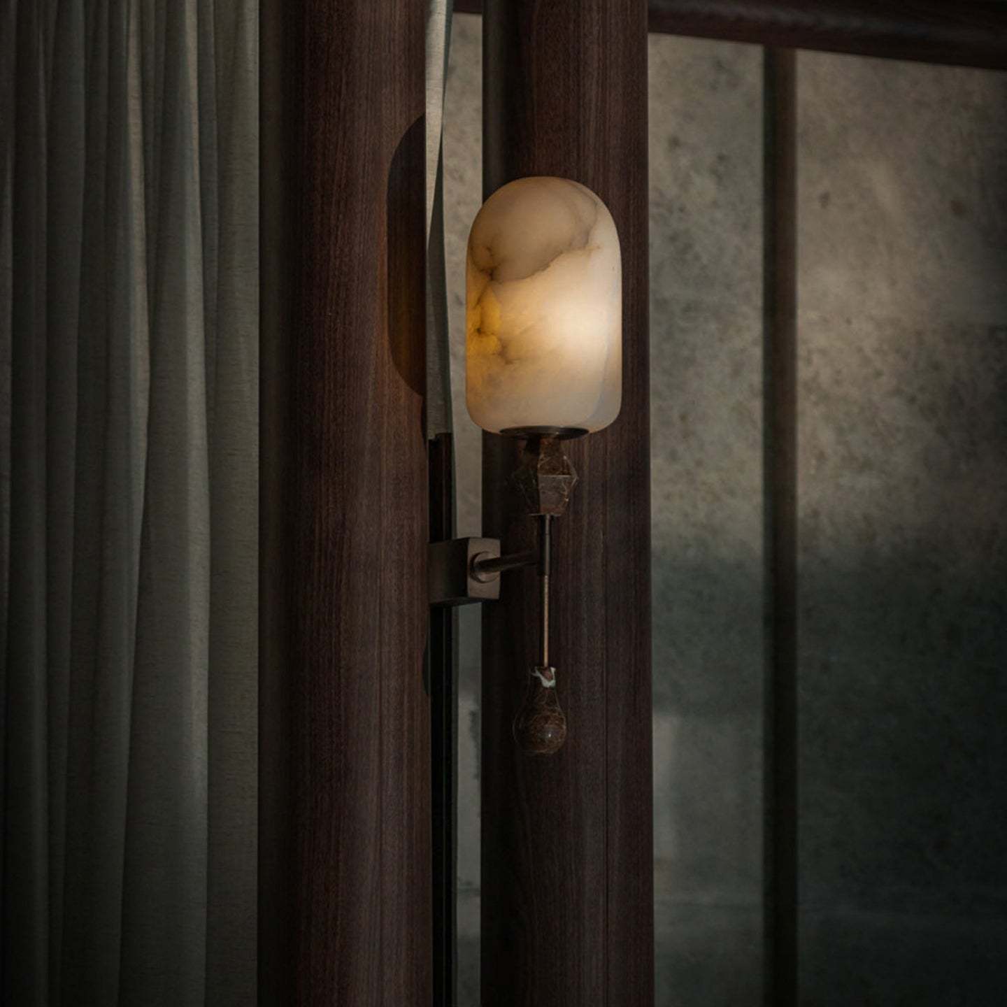 Alabaster Obelisk Double Alabaster Sconce Aplique