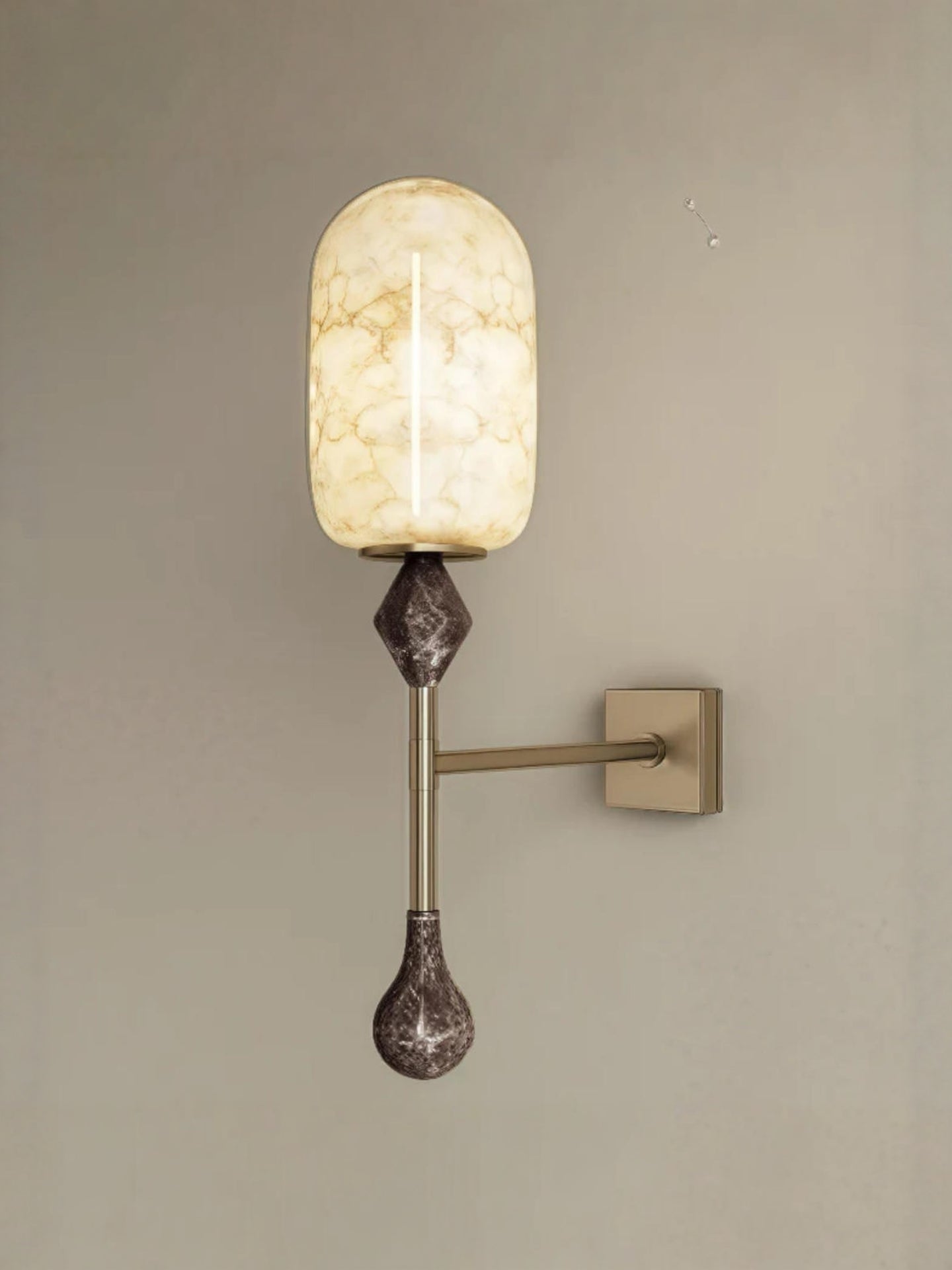 Alabaster Obelisk Double Alabaster Sconce Aplique
