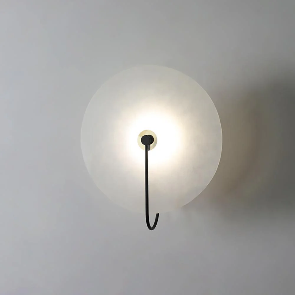 Jade Minimalismo Oro Negro Metal Alabastro Lámpara de Pared Dormitorio Salón