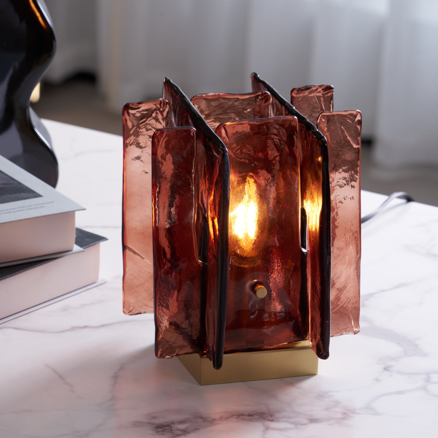 Verona Amber Glass Table Lamp