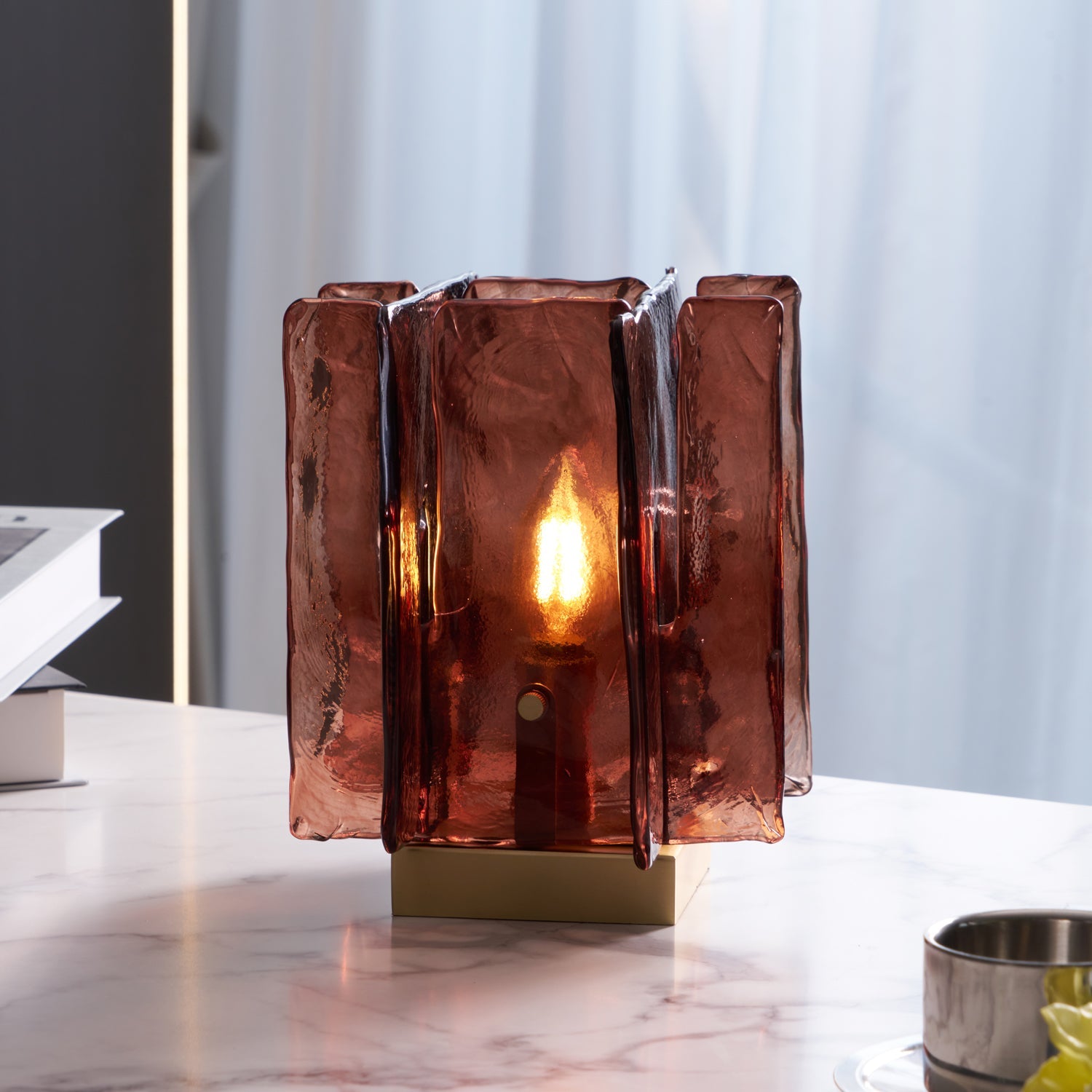 Verona Amber Glass Table Lamp