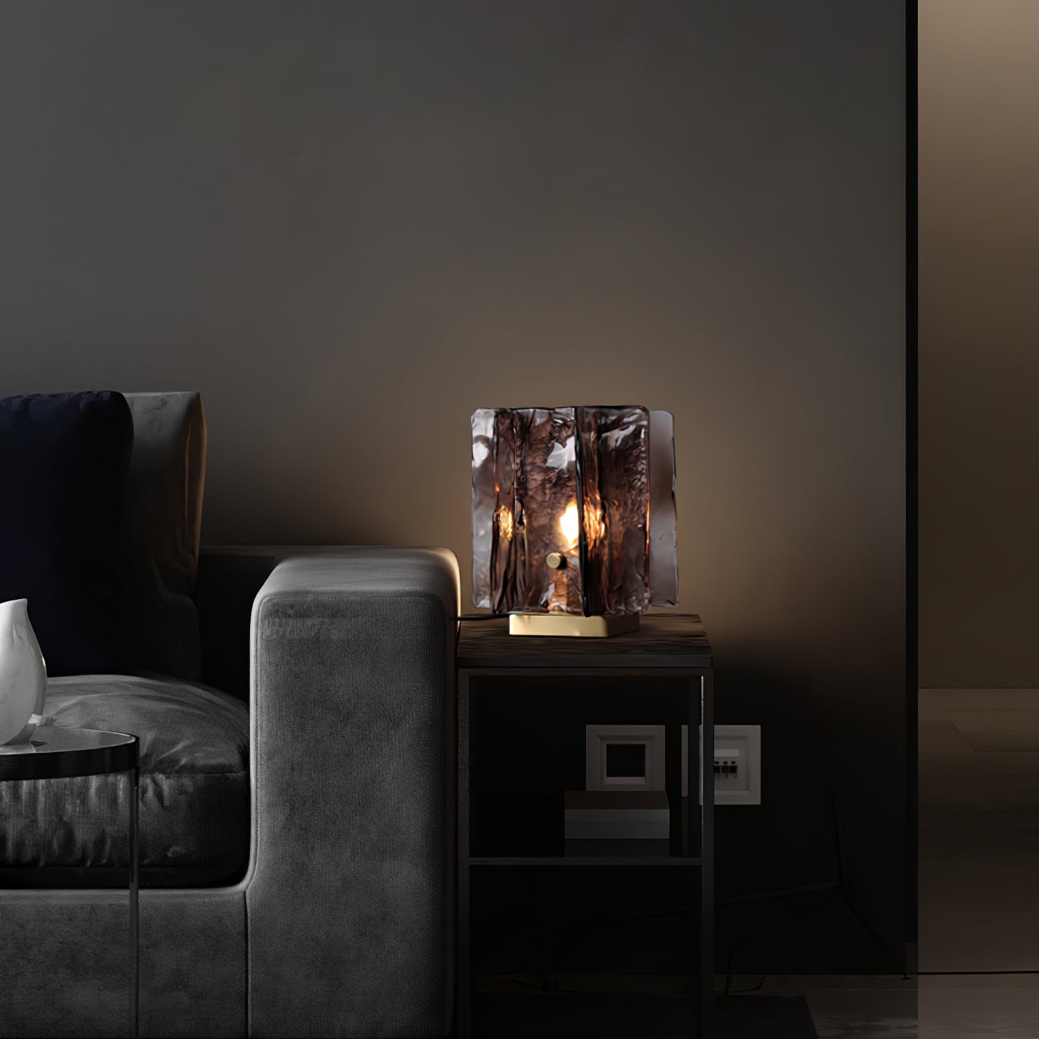 Verona Amber Glass Table Lamp