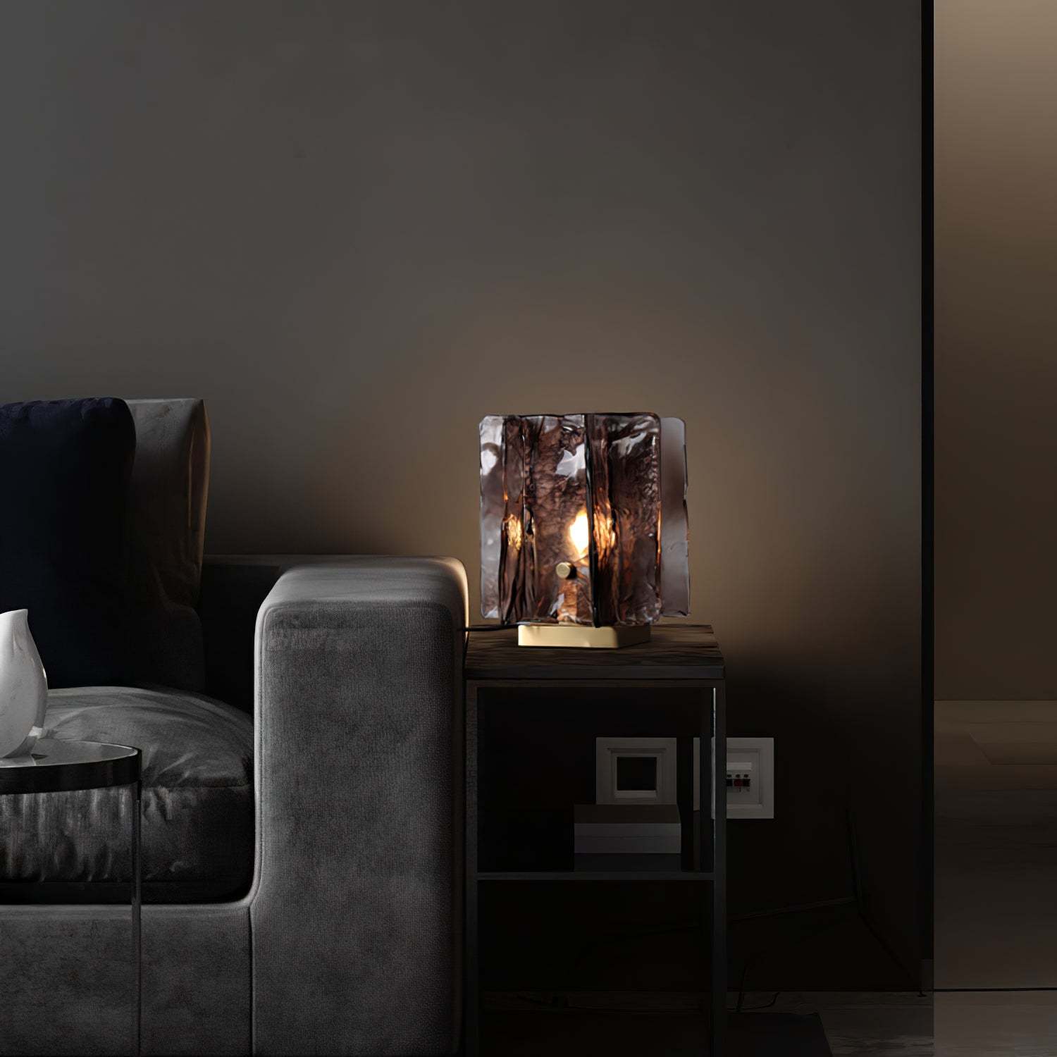 Verona Amber Glass Table Lamp
