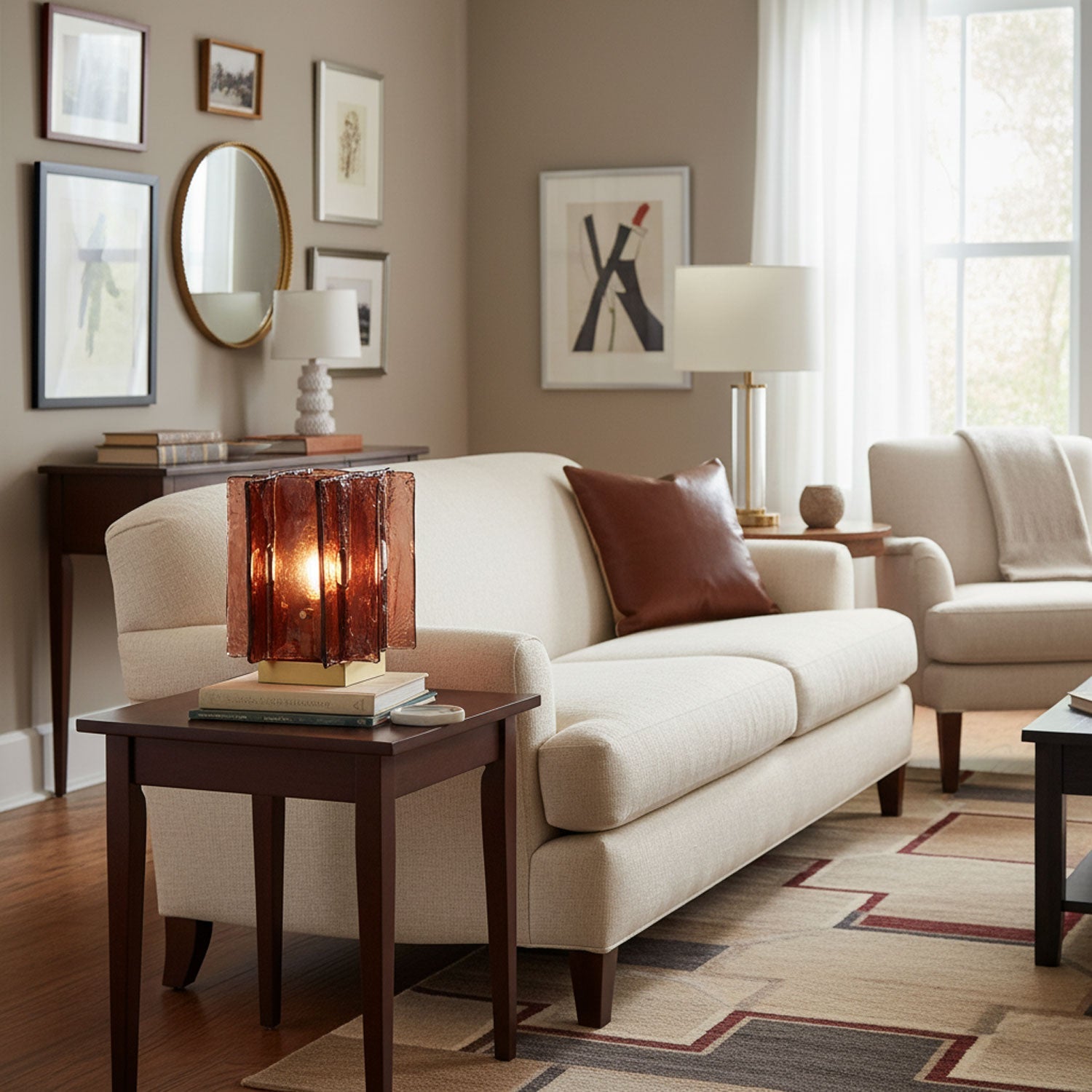 Verona Amber Glass Table Lamp