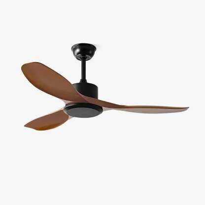 Ventilador de Techo Minimalista Meren de Madera en un dormitorio