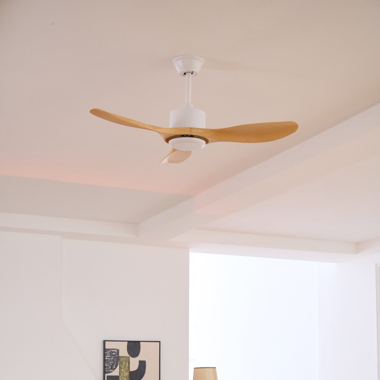 Ventilador de Techo Minimalista Meren de Madera en acabado Blanco