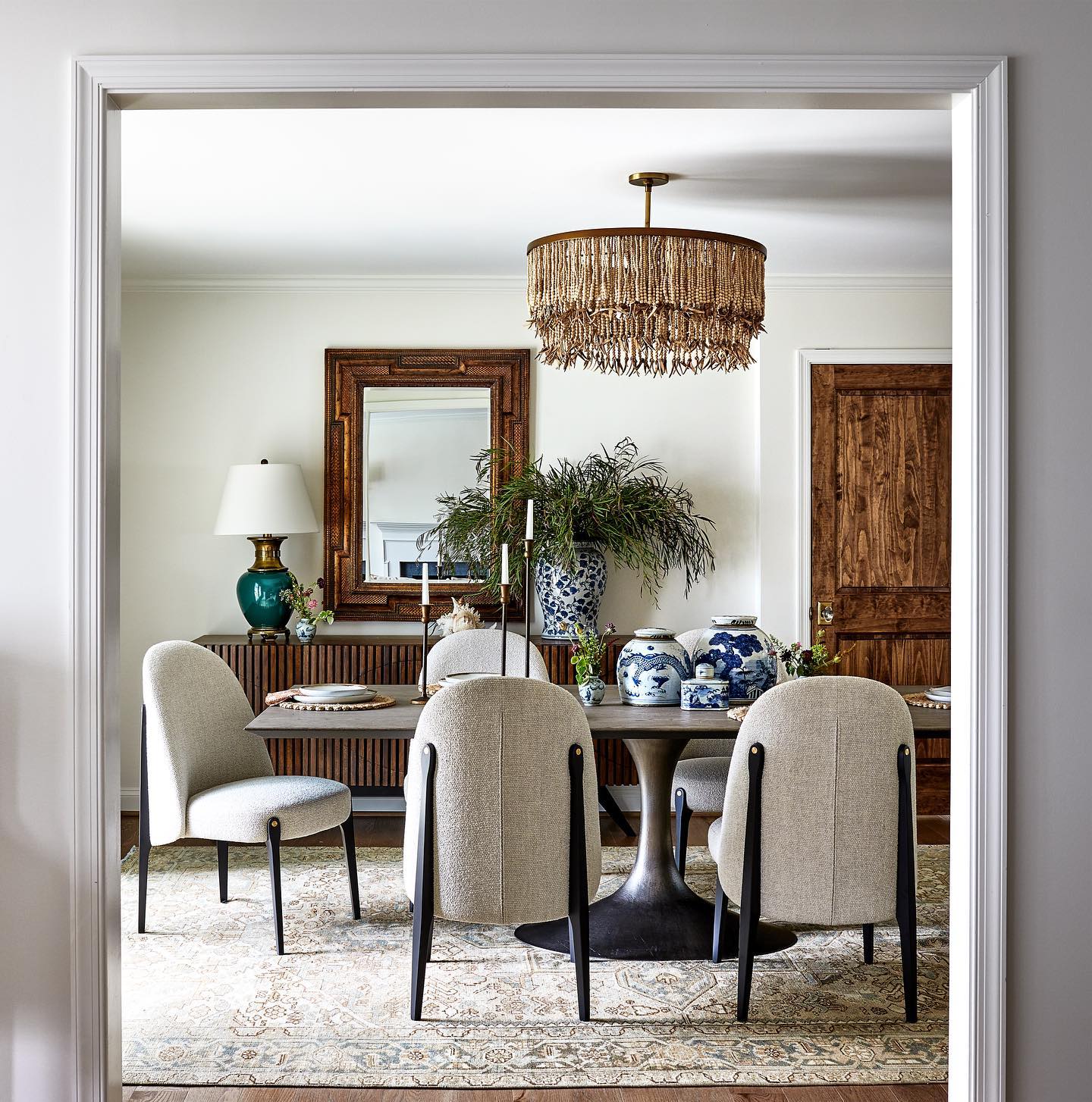 Marilyn Natural Wood Black Pendant Light Dining Room Bedroom