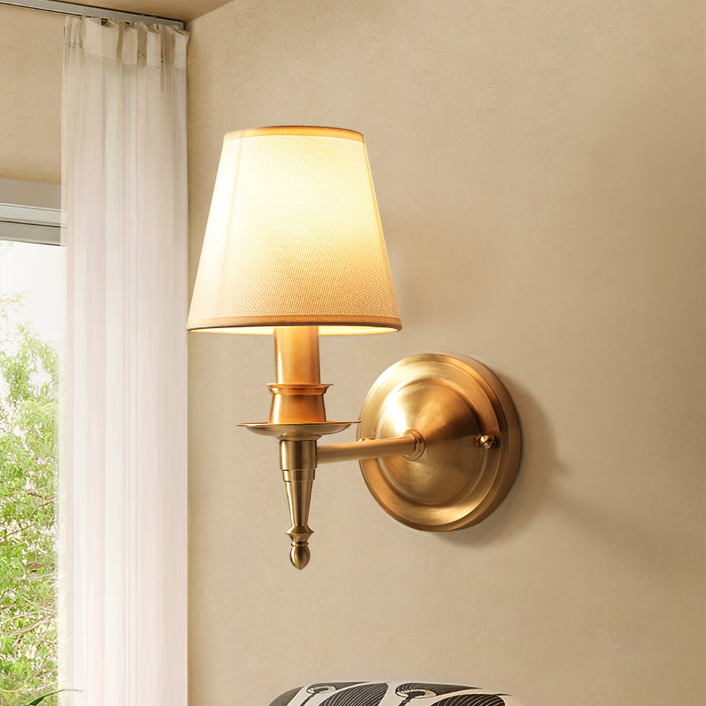 Hakka Antique Brass Fabric Wall Light