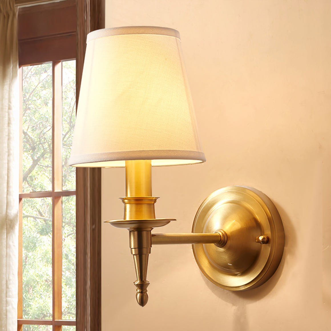 Hakka Antique Brass Fabric Wall Light