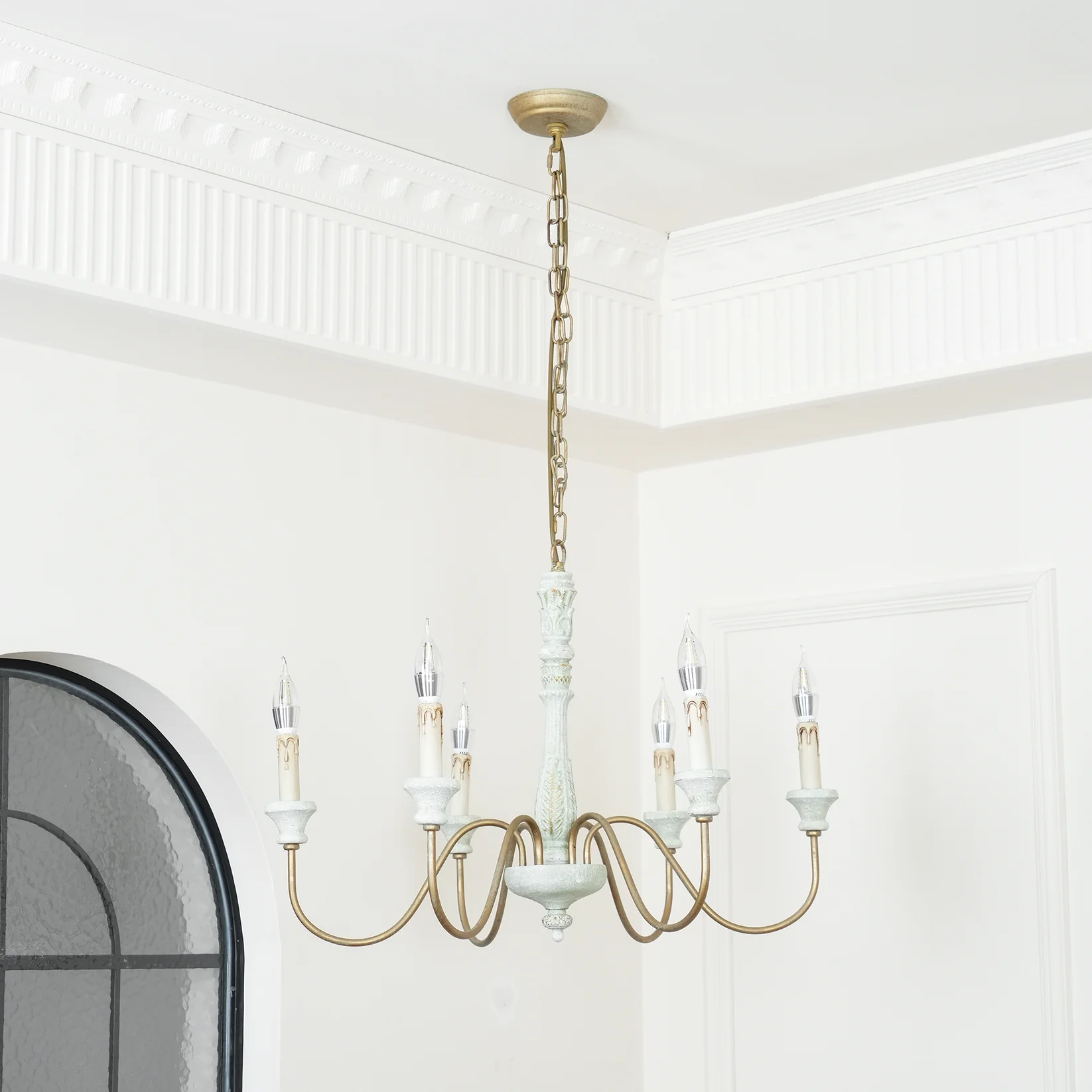 Alessio Gorgeous White Metal Wood Pendant Light Dining Room Bedroom