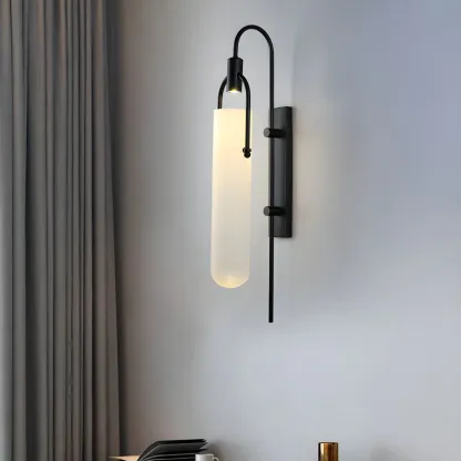 Alessio Minimalismo Negro Cobre Enchapado Metal Vidrio Lámpara de Pared Dormitorio Salón