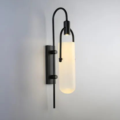 Alessio Minimalismo Negro Cobre Enchapado Metal Vidrio Lámpara de Pared Dormitorio Salón
