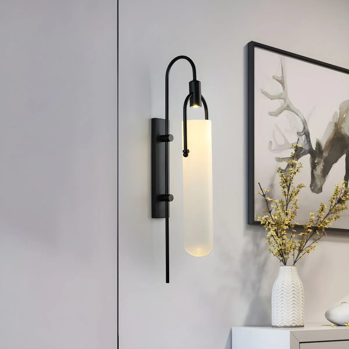 Alessio Minimalism Black Copper plating Metal Glass Wall Lamp Bedroom Living Room