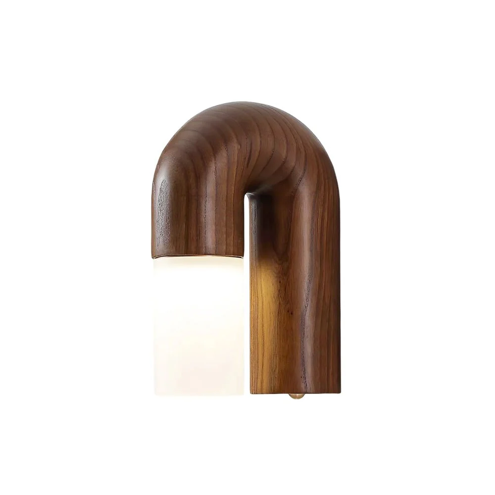 Ozawa Wood Walnut Black Metal Wall Lamp Dining Room Bedroom