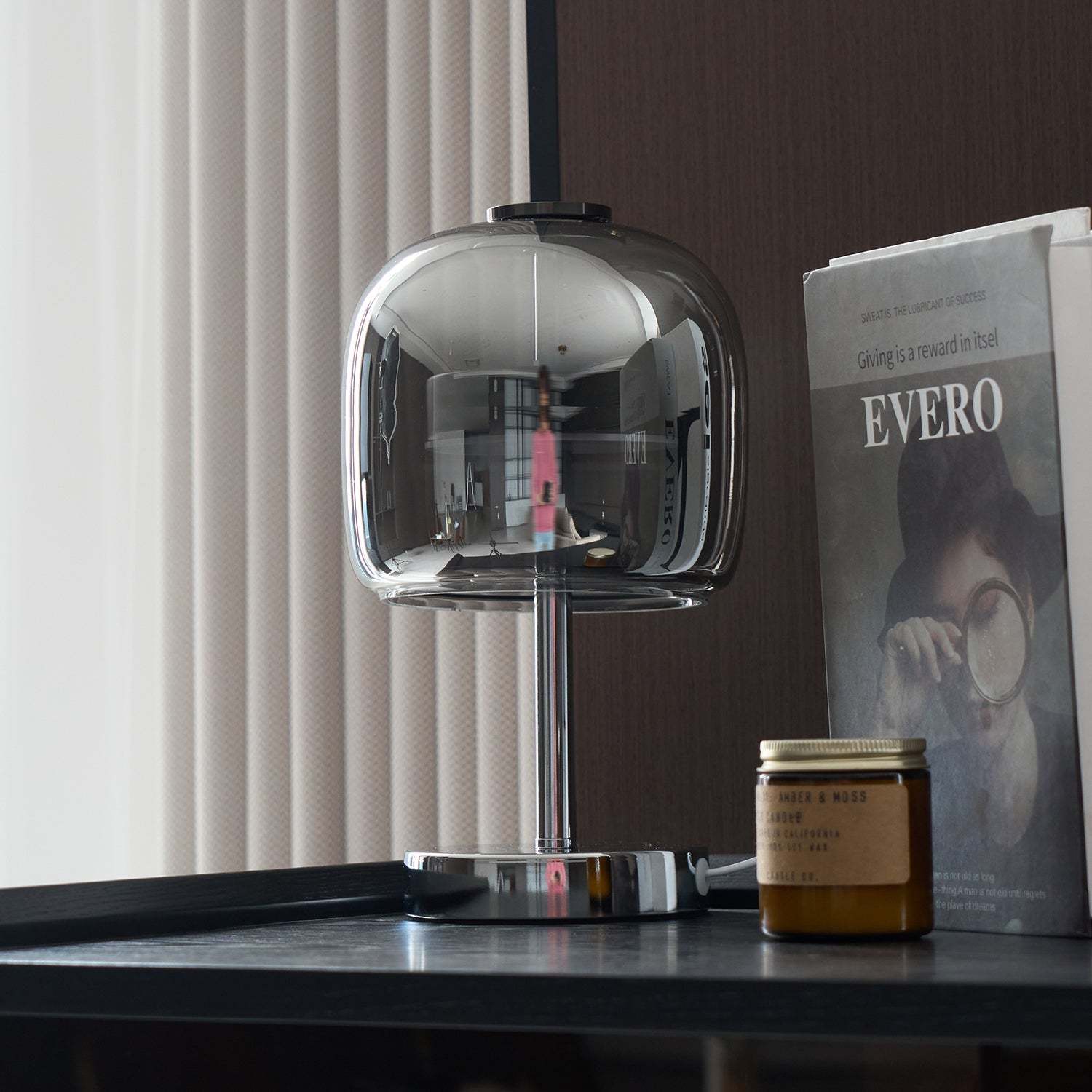 Axis Smoke Gray Glass Table Lamp