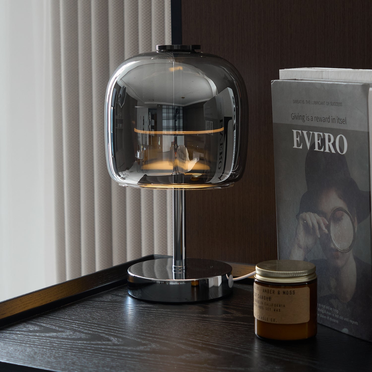 Axis Smoke Gray Glass Table Lamp