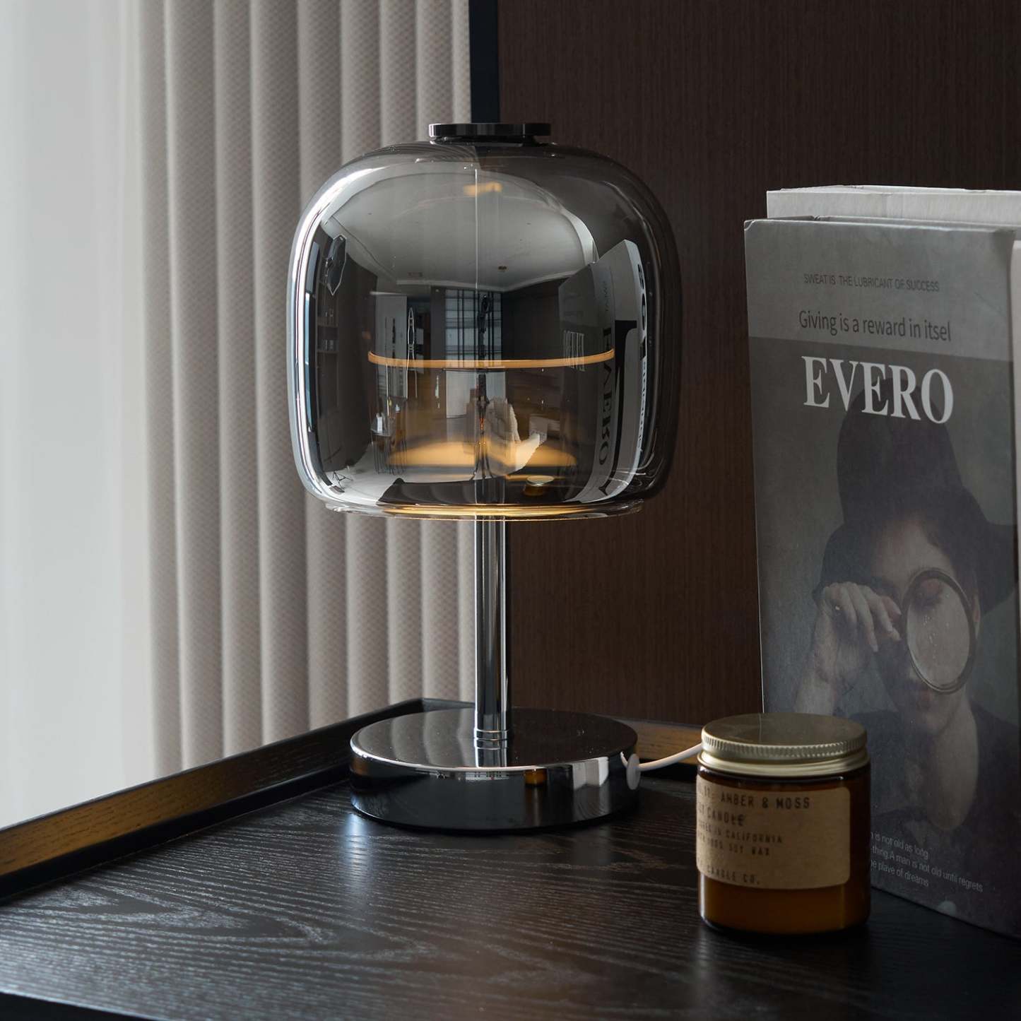 Axis Smoke Gray Glass Table Lamp