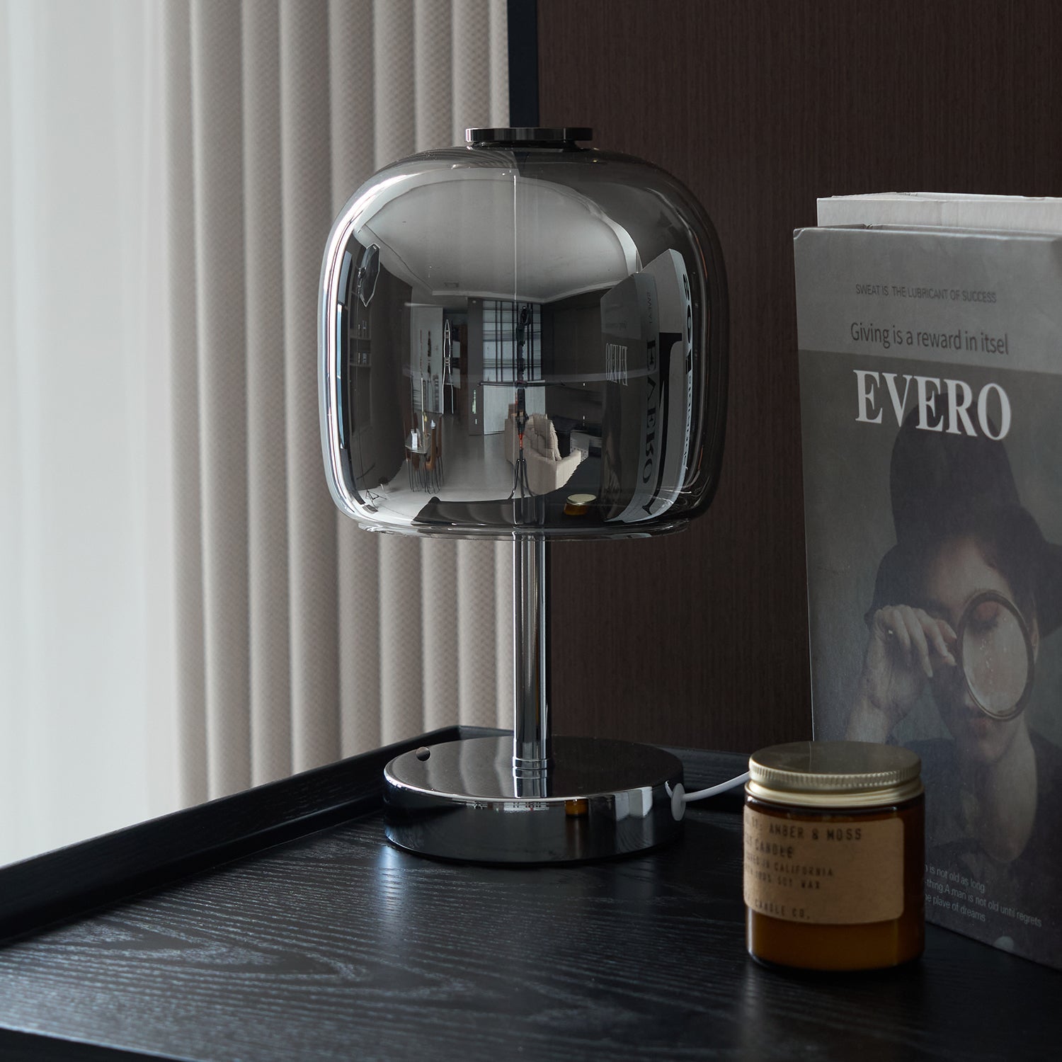 Axis Smoke Gray Glass Table Lamp