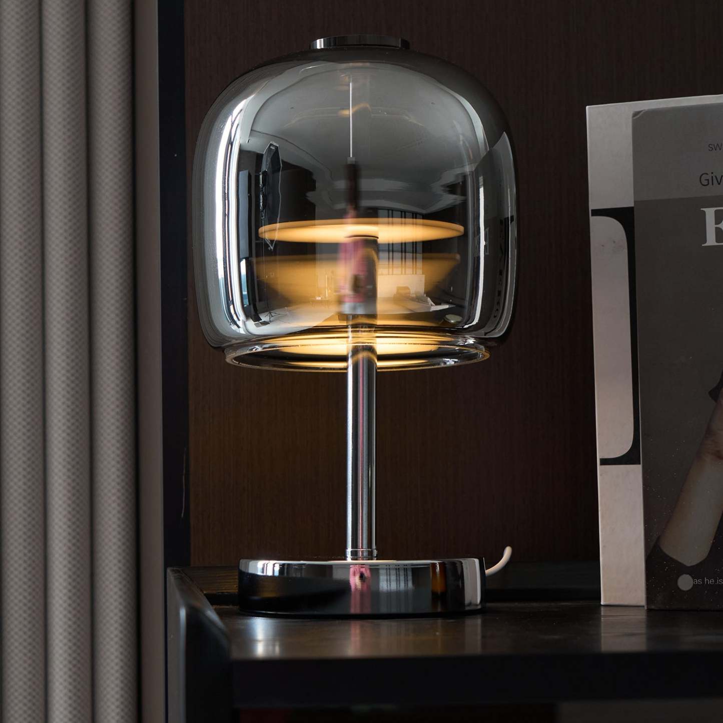 Axis Smoke Gray Glass Table Lamp