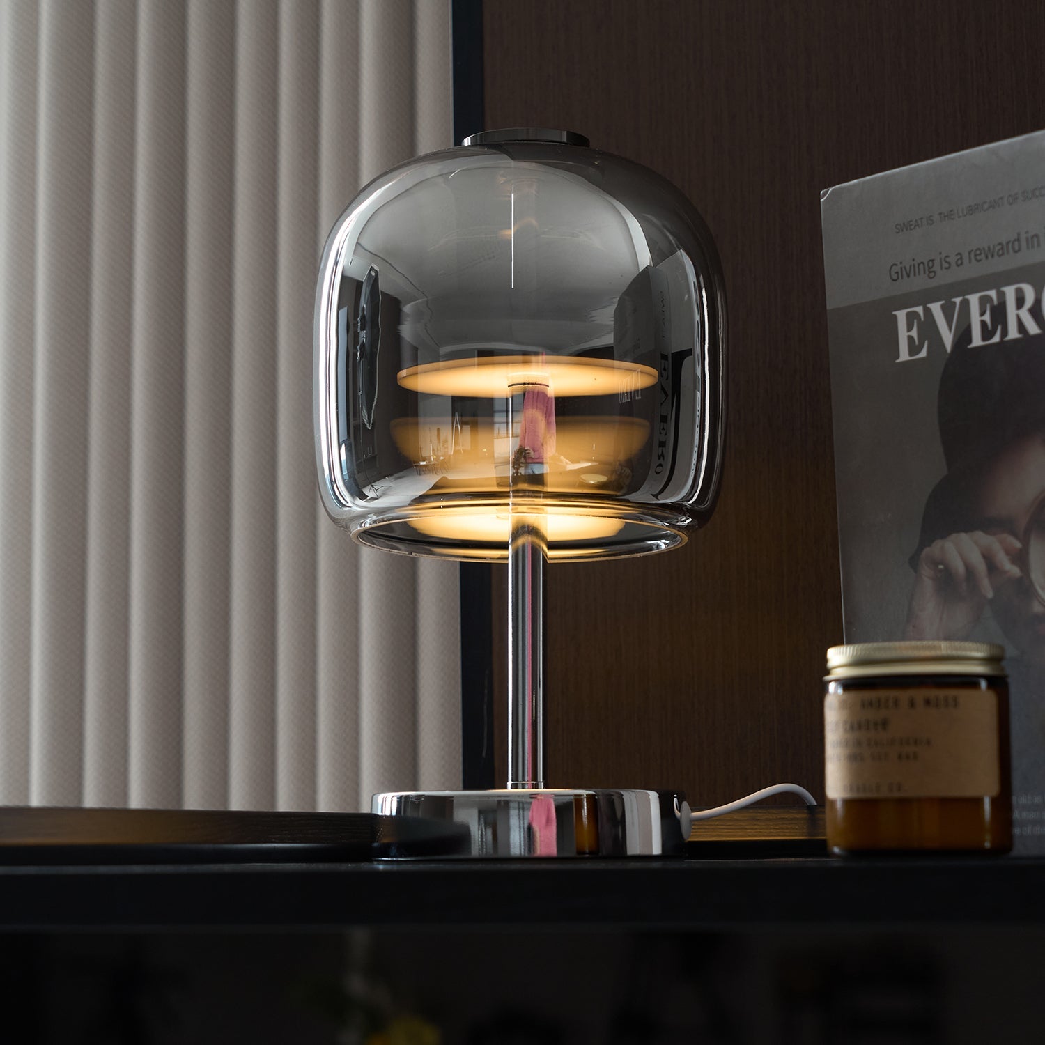 Axis Smoke Gray Glass Table Lamp