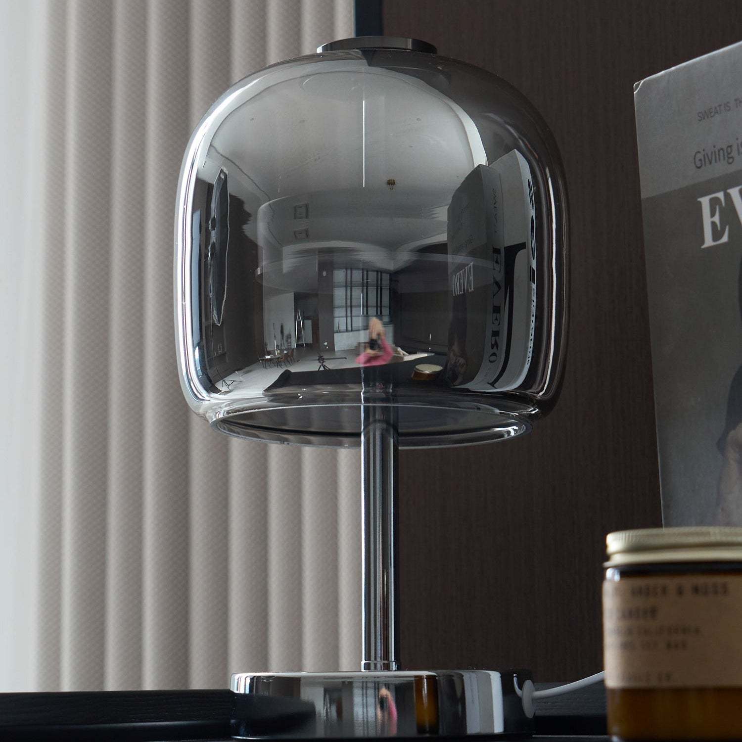 Axis Smoke Gray Glass Table Lamp