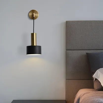 Orr Minimalismo Bronce Metal Negro Aplique Dormitorio Salón Pasillo