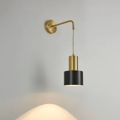Orr Minimalism Brass Metal Black Wall Lamp Dining Room Bedroom