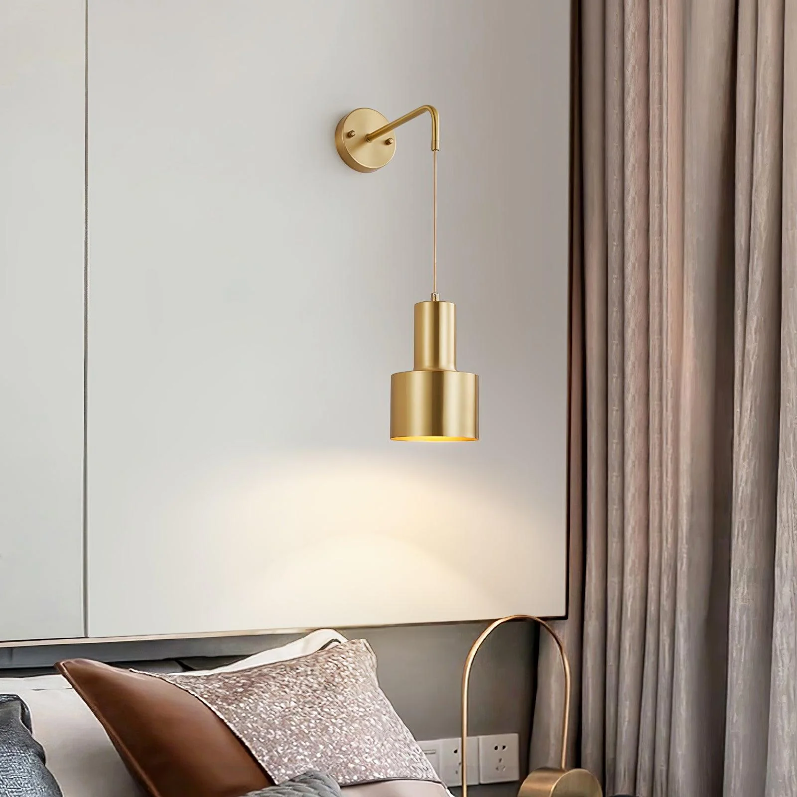 Orr Minimalism Brass Metal Black Wall Lamp Dining Room Bedroom