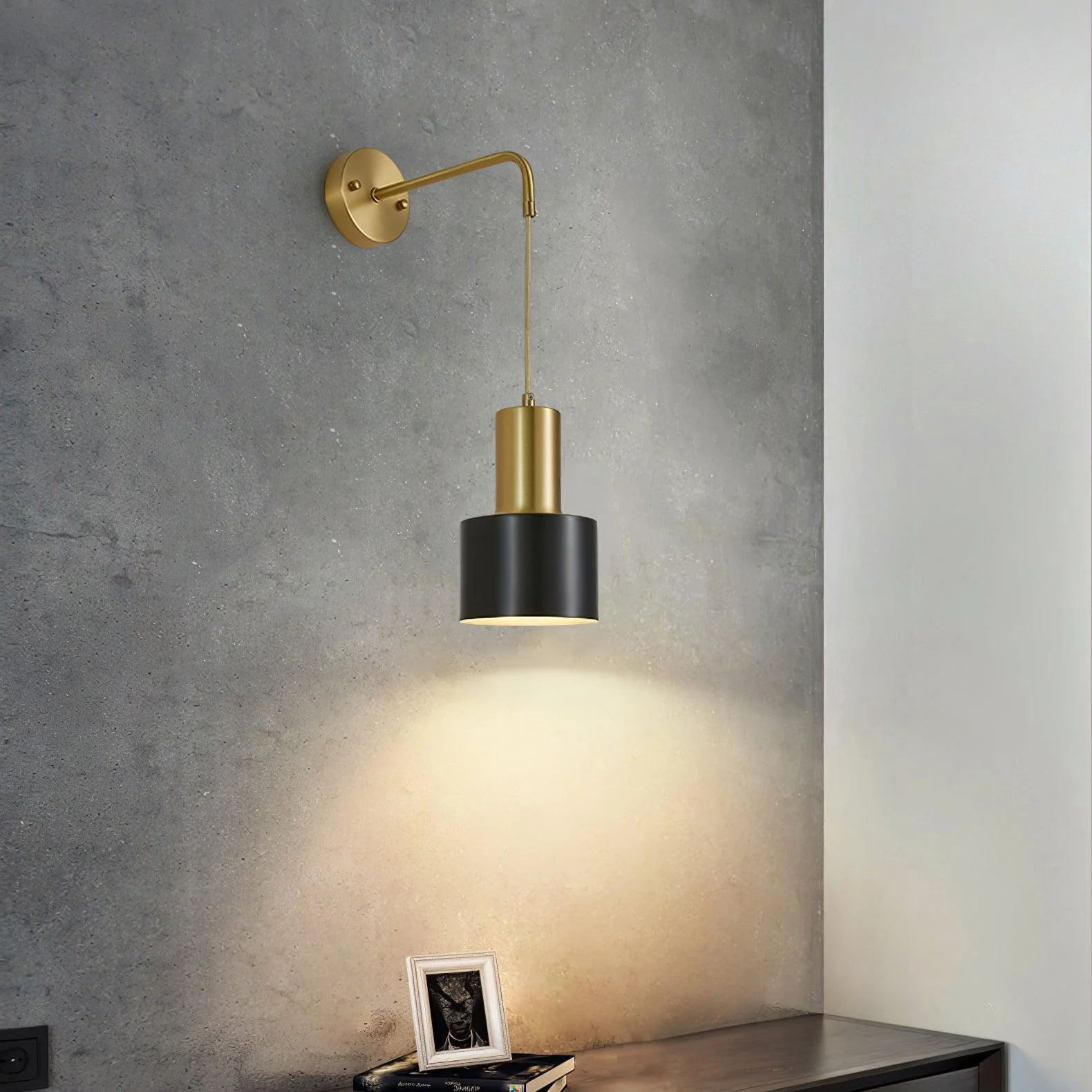 Orr Minimalismo Bronce Metal Negro Aplique Dormitorio Salón Pasillo