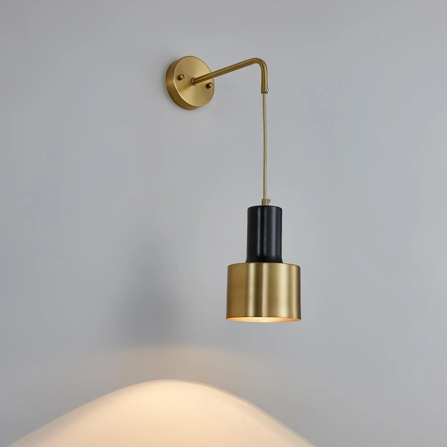 Orr Minimalism Brass Metal Black Wall Lamp Dining Room Bedroom