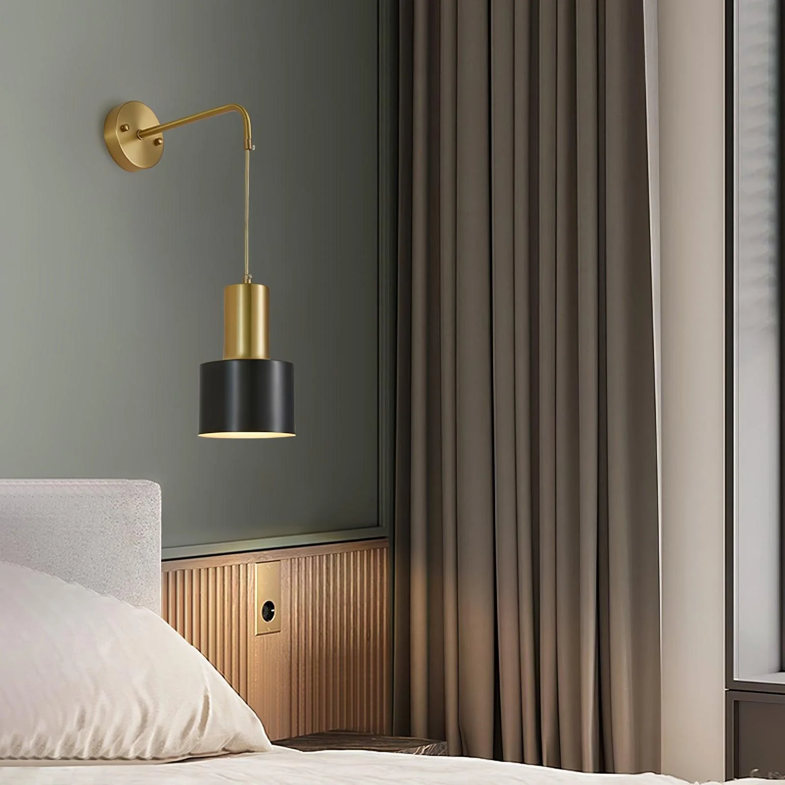 Orr Minimalismo Bronce Metal Negro Aplique Dormitorio Salón Pasillo