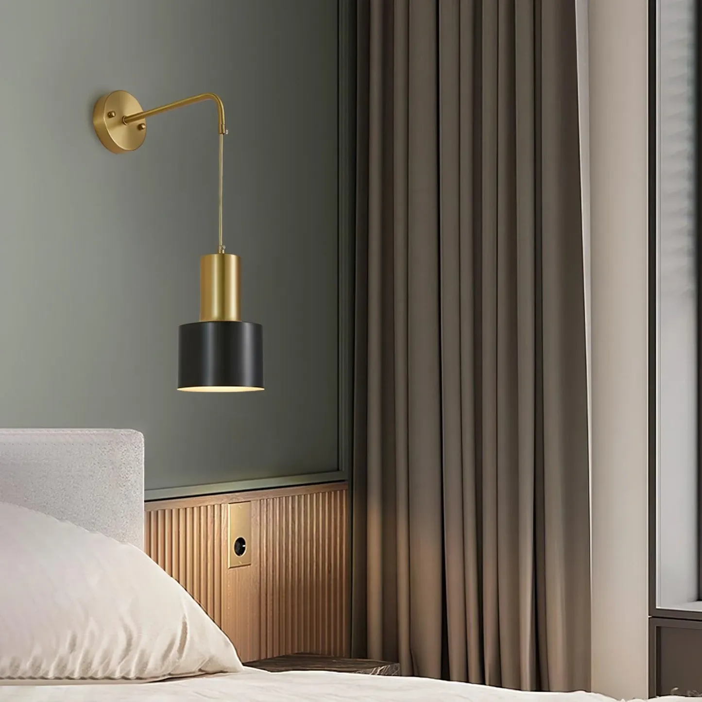 Orr Minimalismo Bronce Metal Negro Aplique Dormitorio Salón Pasillo