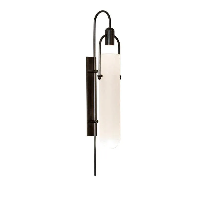 Alessio Minimalismo Negro Cobre Enchapado Metal Vidrio Lámpara de Pared Dormitorio Salón
