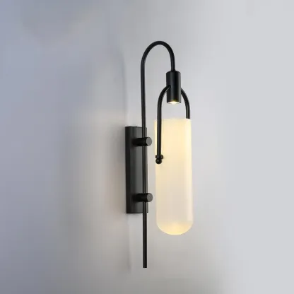 Alessio Minimalism Black Copper plating Metal Glass Wall Lamp Bedroom Living Room