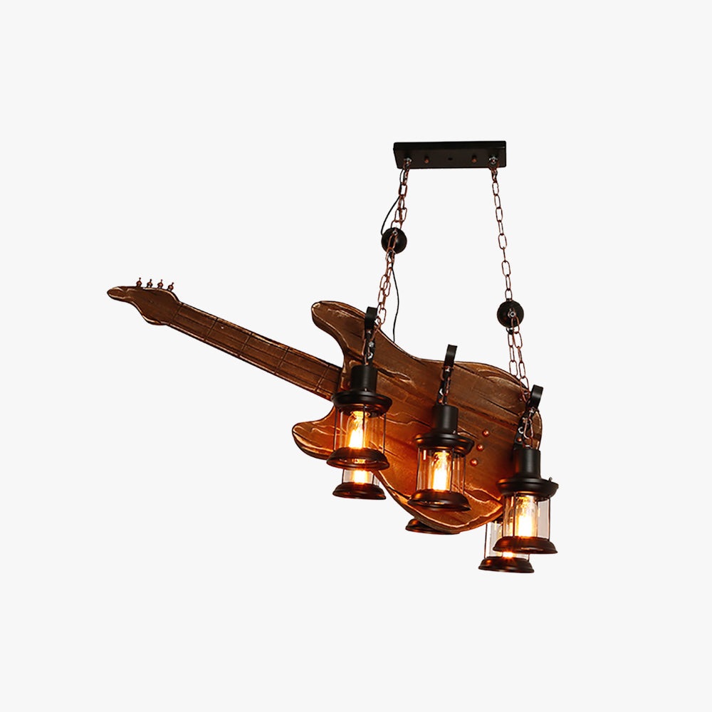 Austin Lámpara colgante estilo granja Guitarra, Nogal, Metal Madera