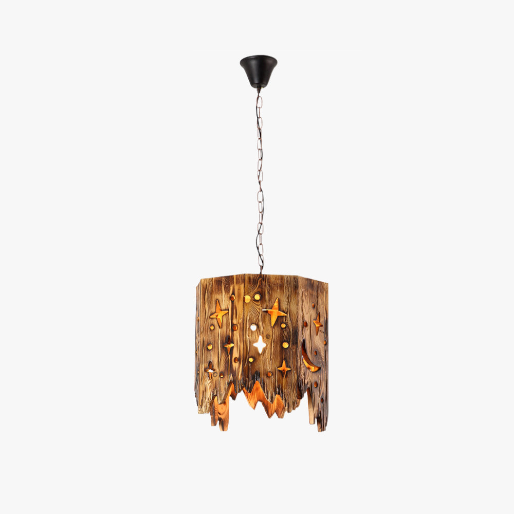 Austin Retro Starry Lámpara Colgante Color de La Madera, Sala de Estar, Metal Madera