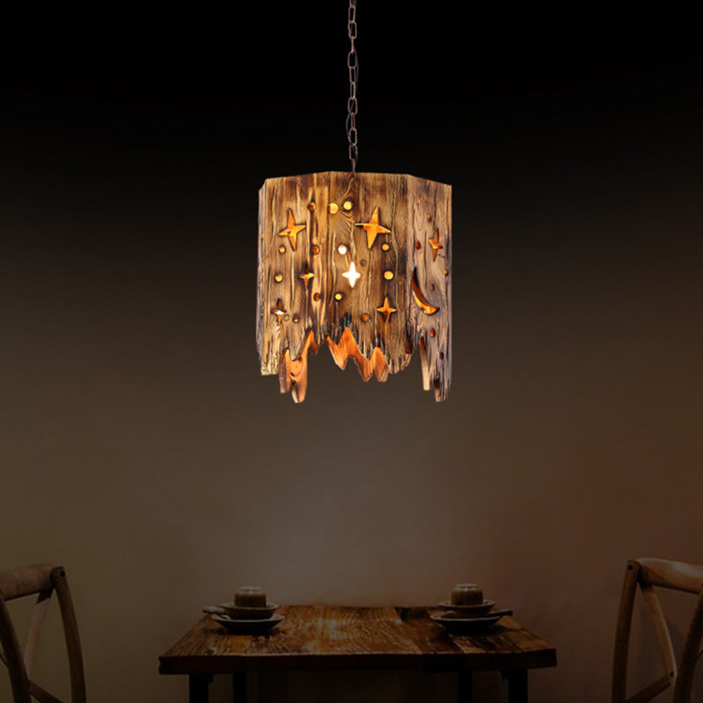 Austin Retro Starry Lámpara Colgante Color de La Madera, Sala de Estar, Metal Madera