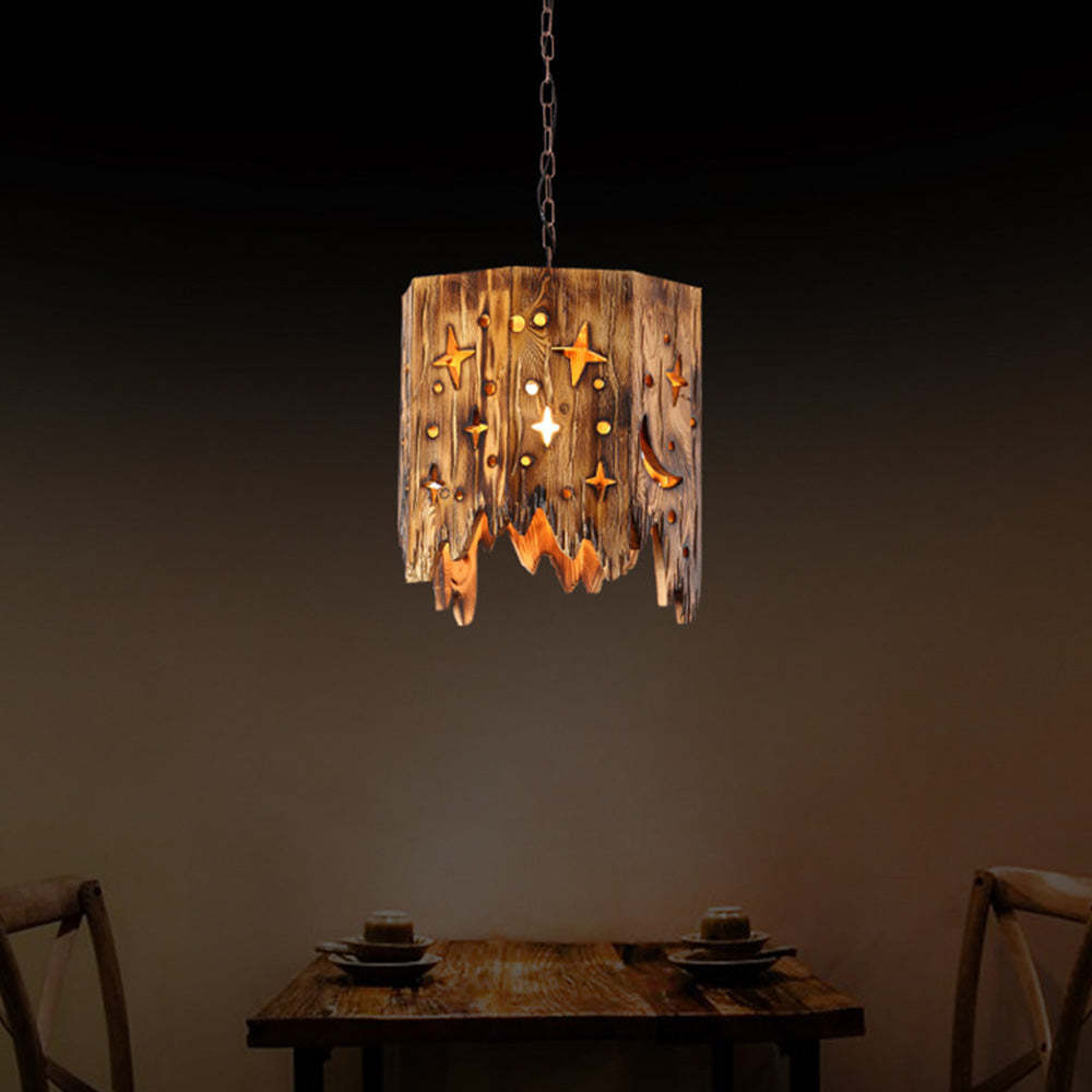 Austin Retro Starry Lámpara Colgante Color de La Madera, Sala de Estar, Metal Madera