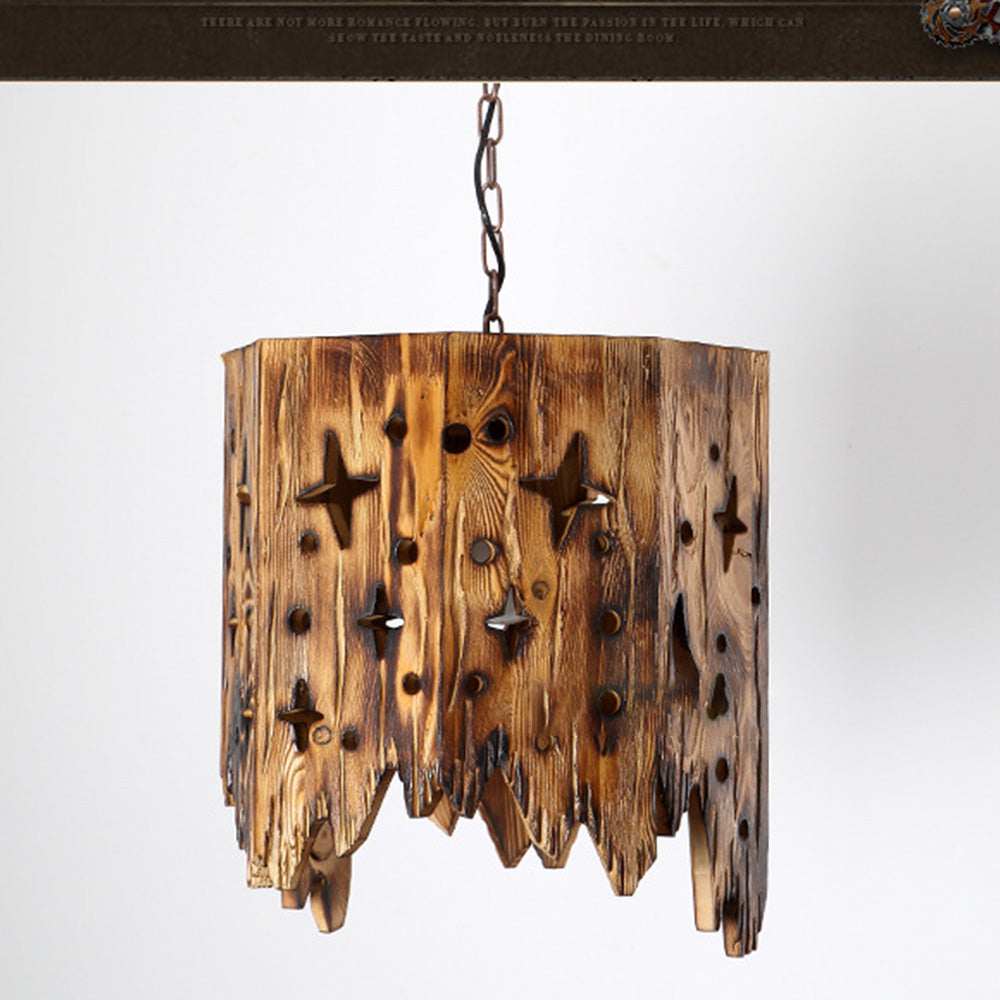 Austin Retro Starry Lámpara Colgante Color de La Madera, Sala de Estar, Metal Madera