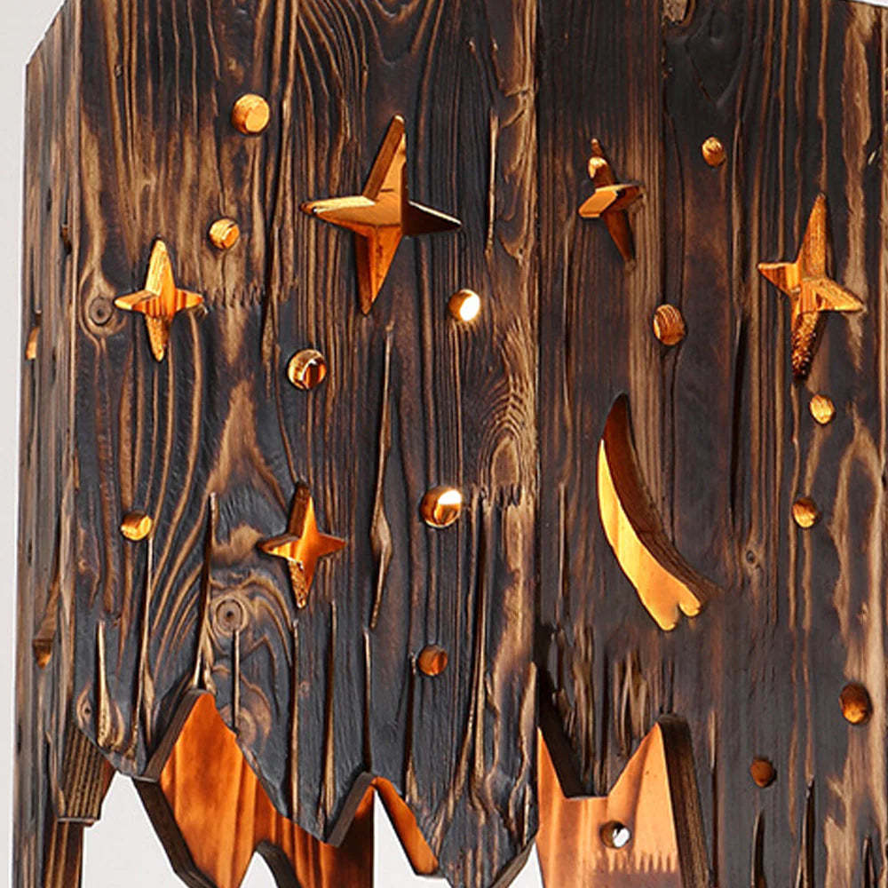 Austin Retro Starry Lámpara Colgante Color de La Madera, Sala de Estar, Metal Madera