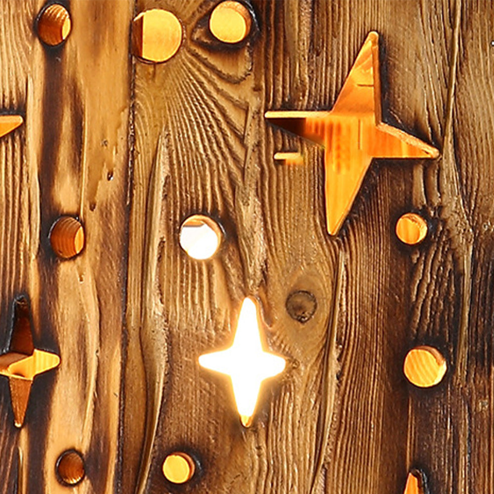 Austin Retro Starry Lámpara Colgante Color de La Madera, Sala de Estar, Metal Madera